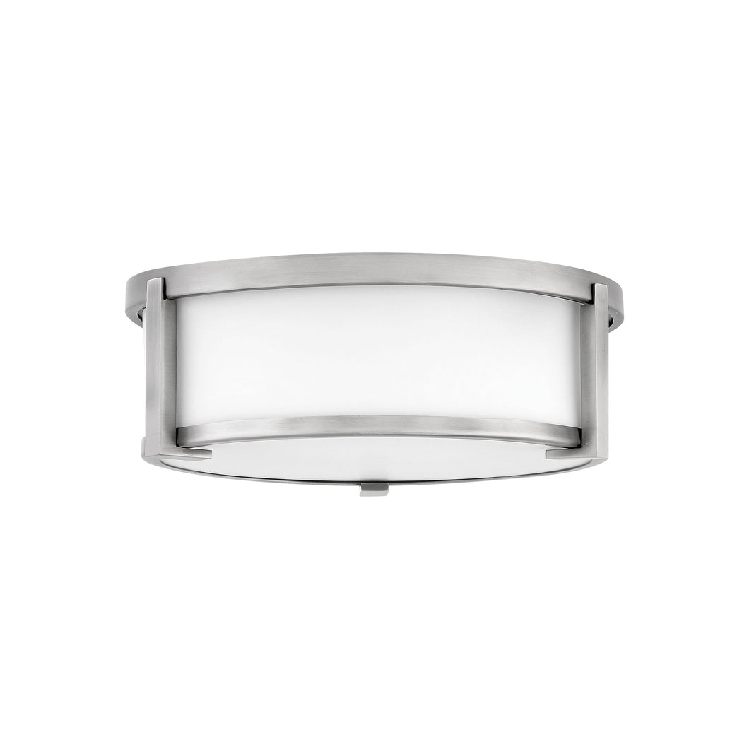 Lowell Flush Mount Ceiling Light in Antique Nickel/Etched Opal (13.25-Inch).