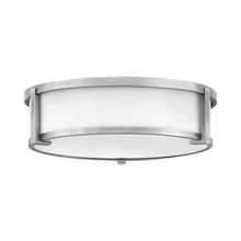 Load image into Gallery viewer, Lowell Flush Mount Ceiling Light in Antique Nickel/Etched Opal (16-Inch).
