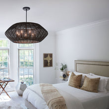 Load image into Gallery viewer, Luca Drum Pendant Light in bedroom.
