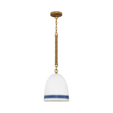 Load image into Gallery viewer, Nash Pendant Light in Heirloom Brass/Navy Stripe.
