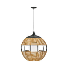 Load image into Gallery viewer, Maddox Orb Outdoor Pendant Light in Black/Natural (Large).
