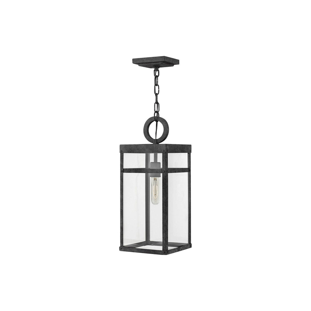 Porter Outside Area Pendant Light in Medium/Aged Zinc.