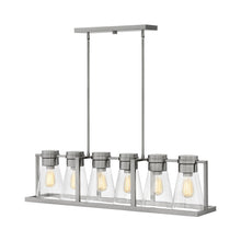 Load image into Gallery viewer, Refinery Linear Pendant Light in Brushed Nickel/Clear Glass.
