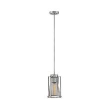 Load image into Gallery viewer, Refinery Pendant Light in Brushed Nickel/Smoked Glass.
