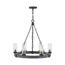 Load image into Gallery viewer, Sawyer Outdoor Chandelier in Aged Zinc (6-Light).
