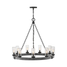 Load image into Gallery viewer, Sawyer Outdoor Chandelier in Aged Zinc (9-Light).
