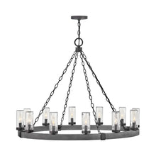 Load image into Gallery viewer, Sawyer Outdoor Chandelier in Aged Zinc (12-Light).

