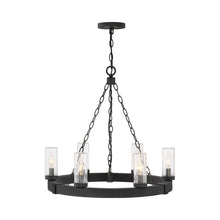 Load image into Gallery viewer, Sawyer Outdoor Chandelier in Black (6-Light).
