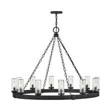 Load image into Gallery viewer, Sawyer Outdoor Chandelier in Black (12-Light).
