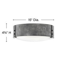 Load image into Gallery viewer, Sawyer Outdoor Flush Mount Ceiling Light - line drawing.
