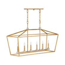 Load image into Gallery viewer, Stinson Linear Pendant Light in Distressed Brass (6-Light).
