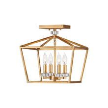 Load image into Gallery viewer, Stinson Semi-Flush Mount Ceiling Light in Distressed Brass.
