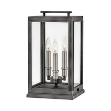 Load image into Gallery viewer, Sutcliffe Outdoor Pier Mount Light in Aged Zinc.
