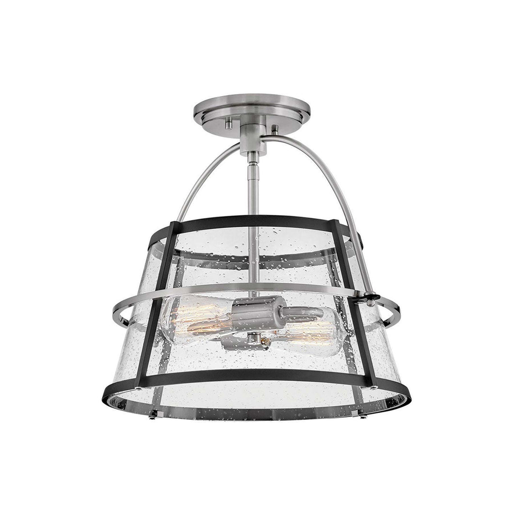 Tournon Semi Flush Mount Ceiling Light in Brushed Nickel/Black.