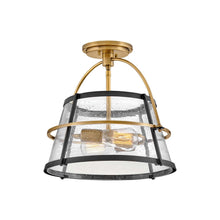 Load image into Gallery viewer, Tournon Semi Flush Mount Ceiling Light in Heritage Brass/Black.

