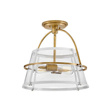 Load image into Gallery viewer, Tournon Semi Flush Mount Ceiling Light in Heritage Brass/White.
