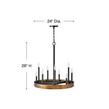 Load image into Gallery viewer, Wells Round Chandelierin in line drawing.
