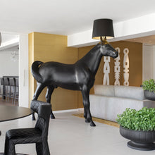 Load image into Gallery viewer, Horse Floor Lamp in living room.
