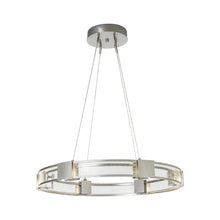 Load image into Gallery viewer, Aura LED Pendant Light in Sterling/Seeded Clear Glass.

