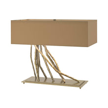 Load image into Gallery viewer, Brindille Table Lamp in Modern Brass/Doeskin Suede.
