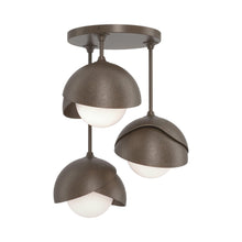 Load image into Gallery viewer, Brooklyn 3-Light Double Shade Semi Flush Mount Ceiling Light in Bronze/Bronze.
