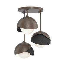 Load image into Gallery viewer, Brooklyn 3-Light Double Shade Semi Flush Mount Ceiling Light in Bronze/Black.
