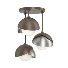 Load image into Gallery viewer, Brooklyn 3-Light Double Shade Semi Flush Mount Ceiling Light in Bronze/Sterling.
