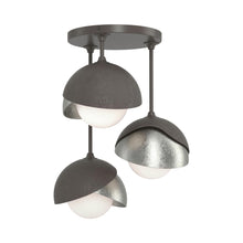 Load image into Gallery viewer, Brooklyn 3-Light Double Shade Semi Flush Mount Ceiling Light in Dark Smoke/Sterling.
