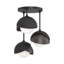 Load image into Gallery viewer, Brooklyn 3-Light Double Shade Semi Flush Mount Ceiling Light in Black/Oil Rubbed Bronze.
