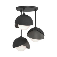 Load image into Gallery viewer, Brooklyn 3-Light Double Shade Semi Flush Mount Ceiling Light in Black/Natural Iron.
