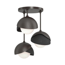Load image into Gallery viewer, Brooklyn 3-Light Double Shade Semi Flush Mount Ceiling Light in Oil Rubbed Bronze/Black.
