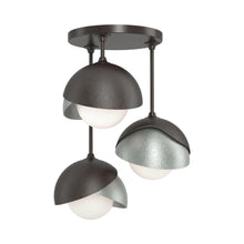 Load image into Gallery viewer, Brooklyn 3-Light Double Shade Semi Flush Mount Ceiling Light in Oil Rubbed Bronze/Vintage Platinum.
