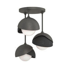 Load image into Gallery viewer, Brooklyn 3-Light Double Shade Semi Flush Mount Ceiling Light in Natural Iron/Black.
