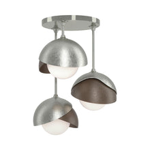 Load image into Gallery viewer, Brooklyn 3-Light Double Shade Semi Flush Mount Ceiling Light in Sterling/Bronze.
