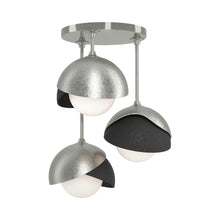 Load image into Gallery viewer, Brooklyn 3-Light Double Shade Semi Flush Mount Ceiling Light in Sterling/Black.
