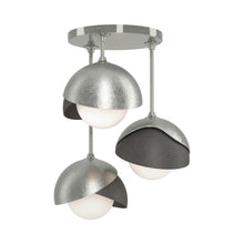 Load image into Gallery viewer, Brooklyn 3-Light Double Shade Semi Flush Mount Ceiling Light in Sterling/Natural Iron.
