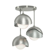 Load image into Gallery viewer, Brooklyn 3-Light Double Shade Semi Flush Mount Ceiling Light in Sterling/Vintage Platinum.
