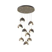 Load image into Gallery viewer, Brooklyn Standard Round Multi Light Pendant Light in Soft Gold/Dark Smoke (Standard).
