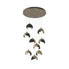 Load image into Gallery viewer, Brooklyn Standard Round Multi Light Pendant Light in Soft Gold/Black (Standard).
