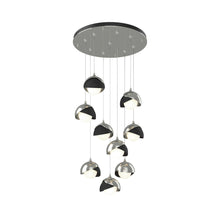 Load image into Gallery viewer, Brooklyn Standard Round Multi Light Pendant Light in Sterling/Black (Standard).

