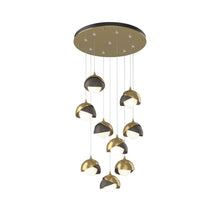 Load image into Gallery viewer, Brooklyn Standard Round Multi Light Pendant Light in Modern Brass/Dark Smoke (Standard).
