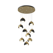 Load image into Gallery viewer, Brooklyn Standard Round Multi Light Pendant Light in Modern Brass/Black (Standard).
