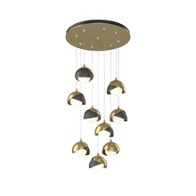 Load image into Gallery viewer, Brooklyn Standard Round Multi Light Pendant Light in Modern Brass/Natural Iron (Standard).
