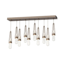 Load image into Gallery viewer, Link Rectangular LED Multi Light Pendant Light in Bronze/Clear Bubble Glass (Standard).
