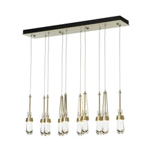 Load image into Gallery viewer, Link Rectangular LED Multi Light Pendant Light in Modern Brass/Clear Glass (Long).

