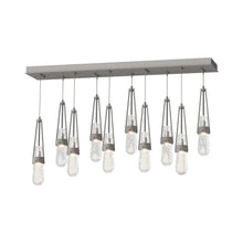 Load image into Gallery viewer, Link Rectangular LED Multi Light Pendant Light in Natural Iron/Clear Bubble Glass (Standard).
