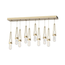 Load image into Gallery viewer, Link Rectangular LED Multi Light Pendant Light in Soft Gold/Clear Bubble Glass (Standard).
