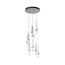 Load image into Gallery viewer, Link Round LED Multi Light Pendant Light in Sterling/Clear Bubble Glass (Standard).
