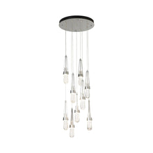 Load image into Gallery viewer, Link Round LED Multi Light Pendant Light in Sterling/Clear/White Threading Glass (Standard).

