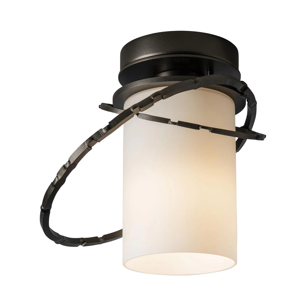 Olympus Outdoor Semi Flush Ceiling Light in Coastal Oil Rubbed Bronze.
